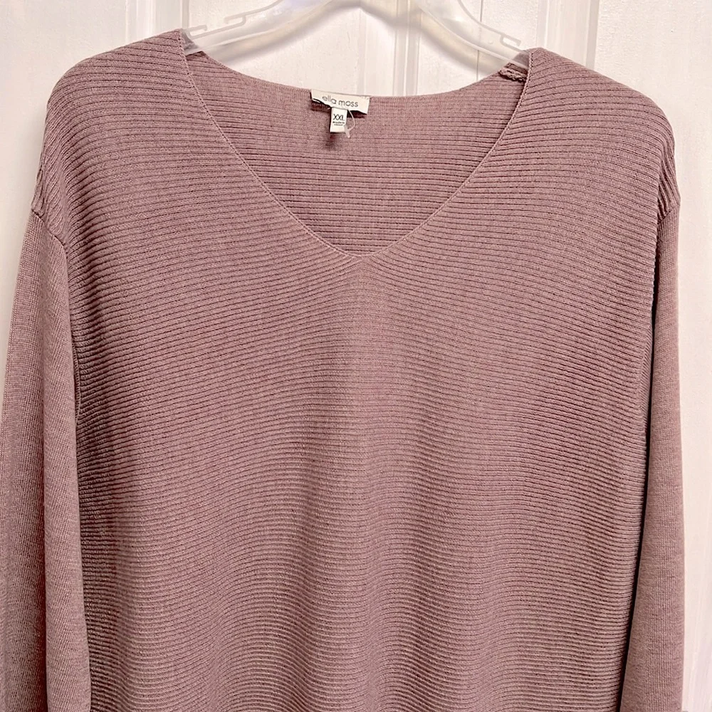 Ella Moss Lilac Purple V Neck Drop Shoulder Long Sleeve Sweater Size XXL